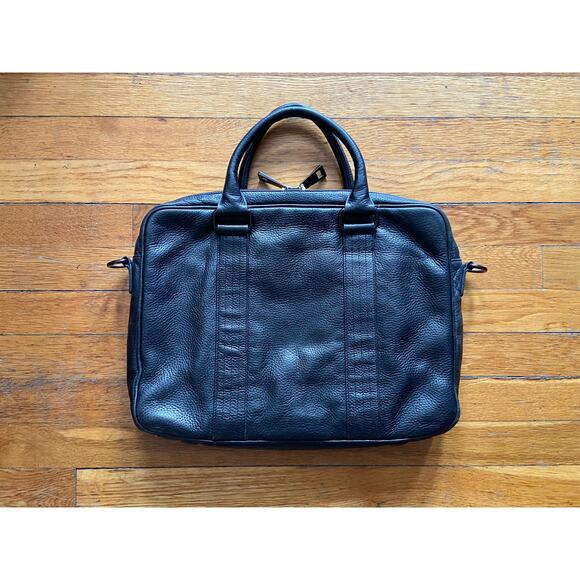 HUGO BOSS Slim Black Pebbled Leather Attache/Laptop Bag - Picture 7 of 11